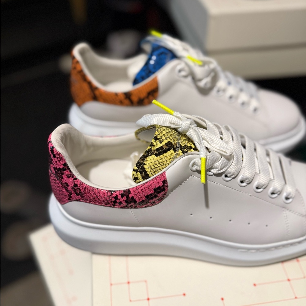 Alexander McQueen White Sneakers with Snakeskin Accents - Picture 2 of 3